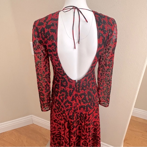Vintage A.J. Bari Salsa Cocktail Dress Red with Black Leopard Animal Print USA - Picture 5 of 10